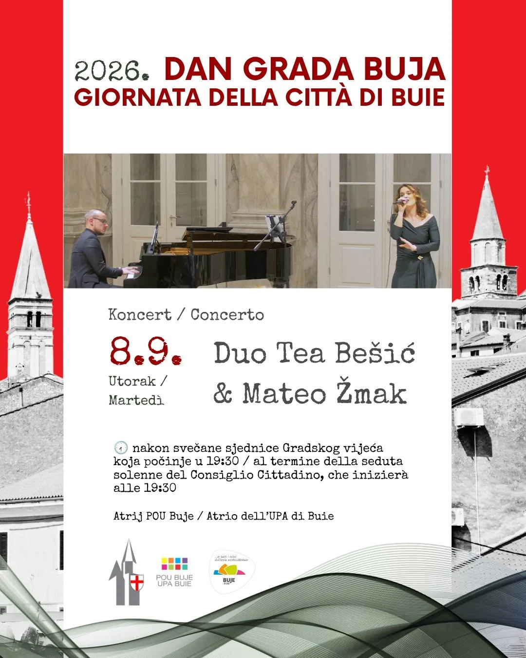 Glazbom završavamo Dan grada Buja – Tea Bešić & Mateo Žmak
