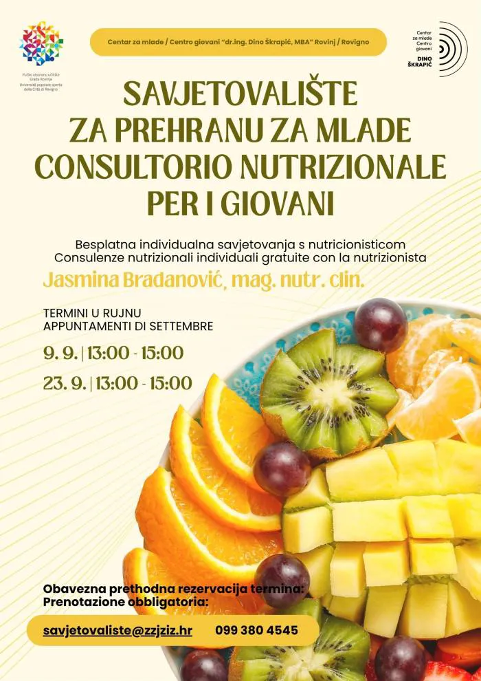 Savjetovalište za prehranu za mlade u Centru za mlade „Dino Škrapić”